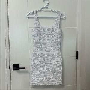 Y2K White Textured Bodycon Mini Bachelorette Dress